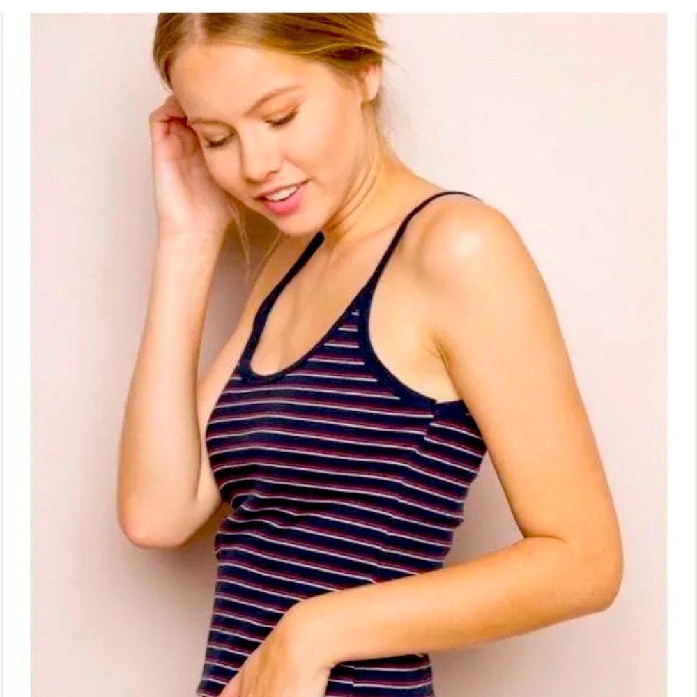 brandy melville red white & blue striped tank top